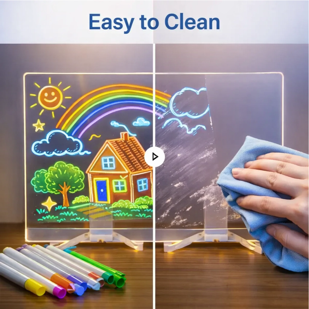 DIY LED Writing Board – Colorful Acrylic Note Pad with Stand & Reusable Pens