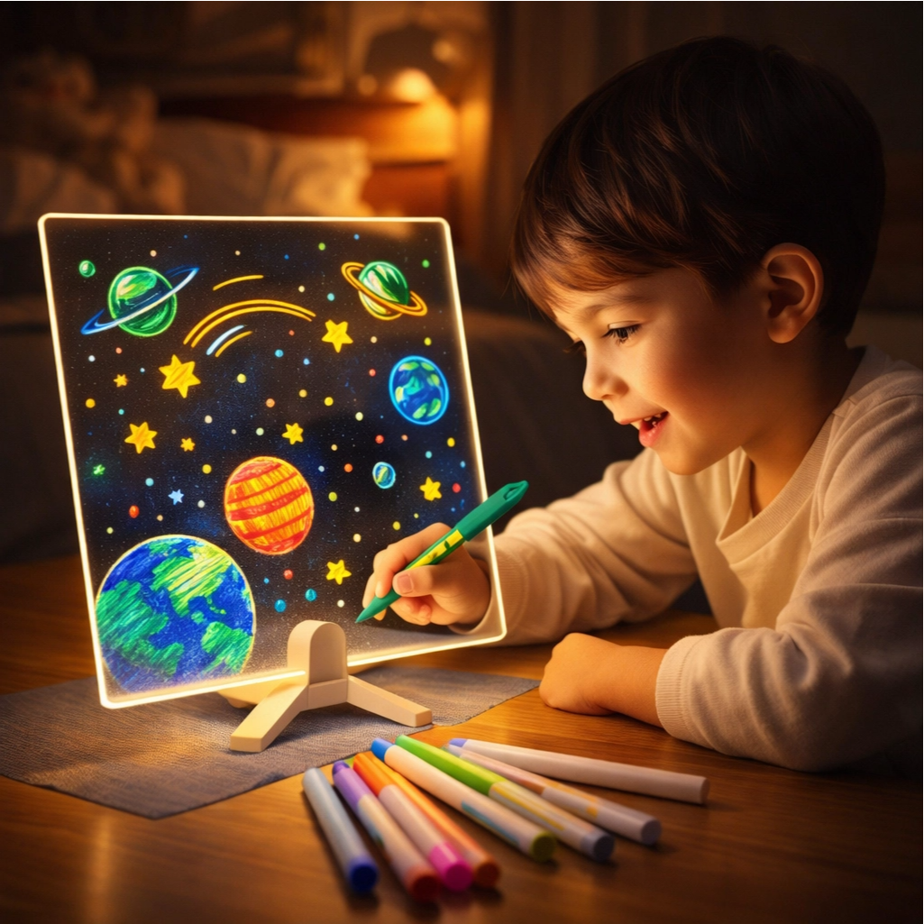DIY LED Writing Board – Colorful Acrylic Note Pad with Stand & Reusable Pens