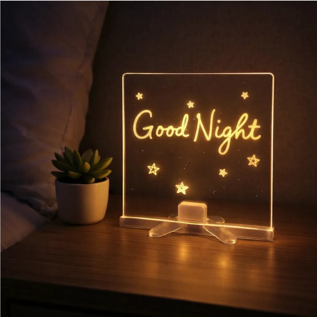 DIY LED Writing Board – Colorful Acrylic Note Pad with Stand & Reusable Pens