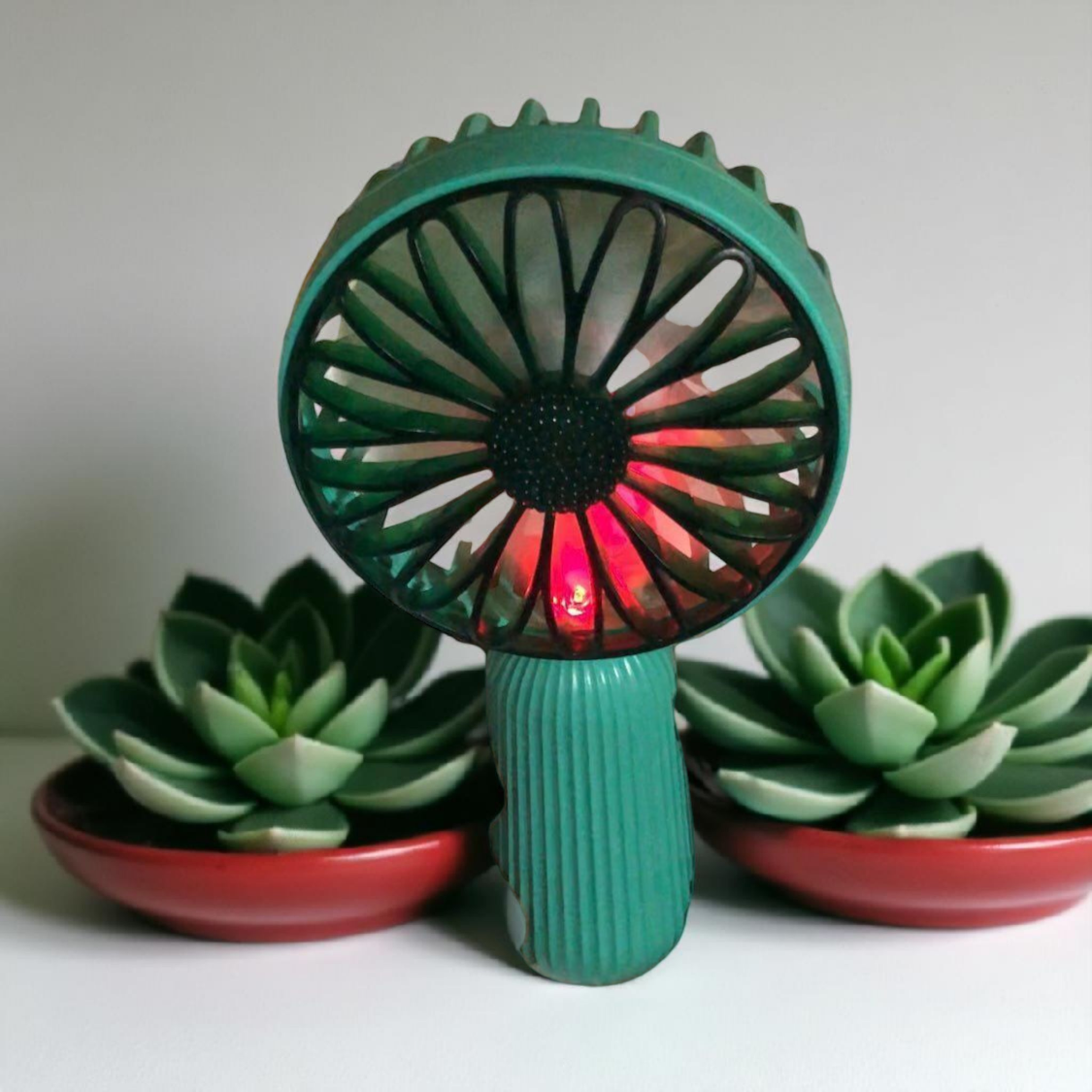 Mini Rechargeable Handheld Fan – Portable Cooling Fan with Multicolor Light