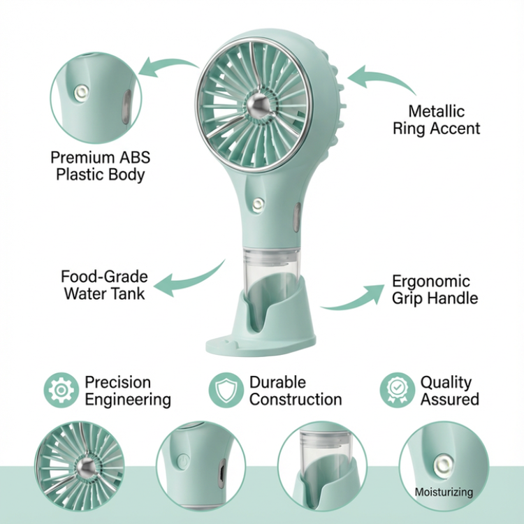 Handheld Misting Fan – 2-in-1 Portable Cooling Fan with Spray & Rechargeable Battery