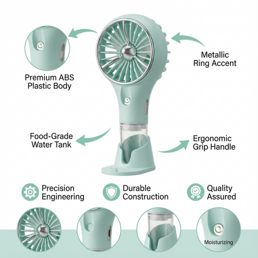 Handheld Misting Fan – 2-in-1 Portable Cooling Fan with Spray & Rechargeable Battery
