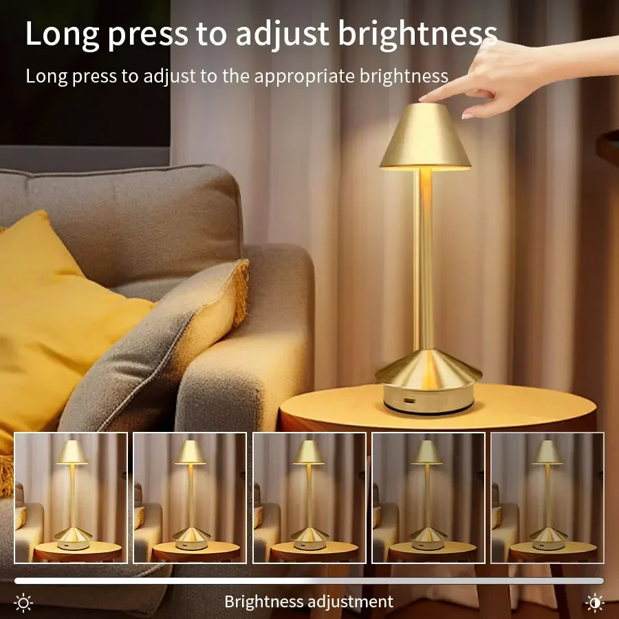 Modern Dimmable LED Table Lamp – Touch Control & Rechargeable Design