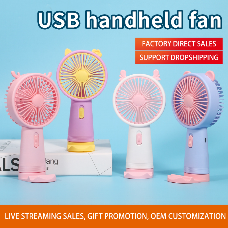 Portable Handheld Rechargeable Fan – USB Mini Cooling Fan with Stand