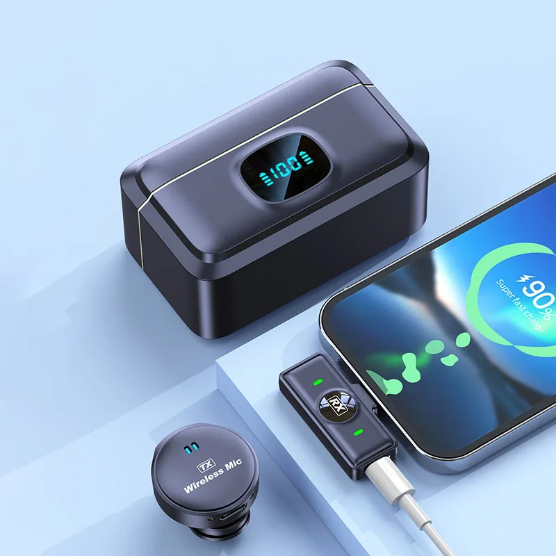 Magnatic Q8 High Quality Dual Wireless Lavalier Microphone with Power Bank Charging Case