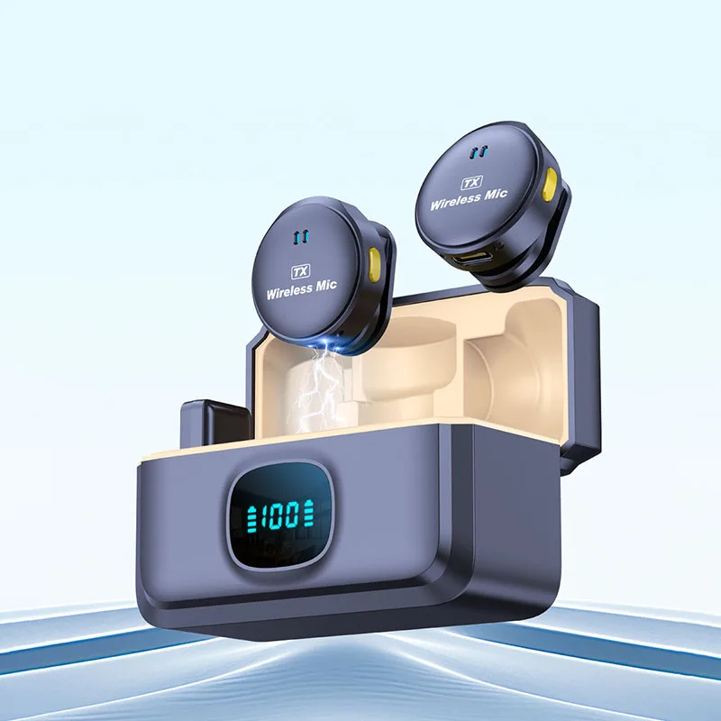 Magnatic Q8 High Quality Dual Wireless Lavalier Microphone with Power Bank Charging Case