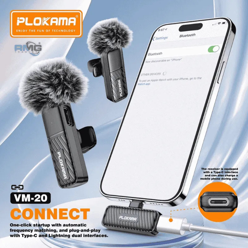 Plokama VM-20 2.4G Wireless Lavalier Microphone